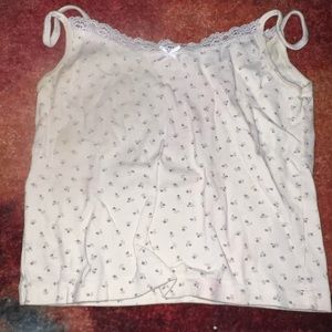 Brandy Melville Pointelle Floral Cami Crop Top